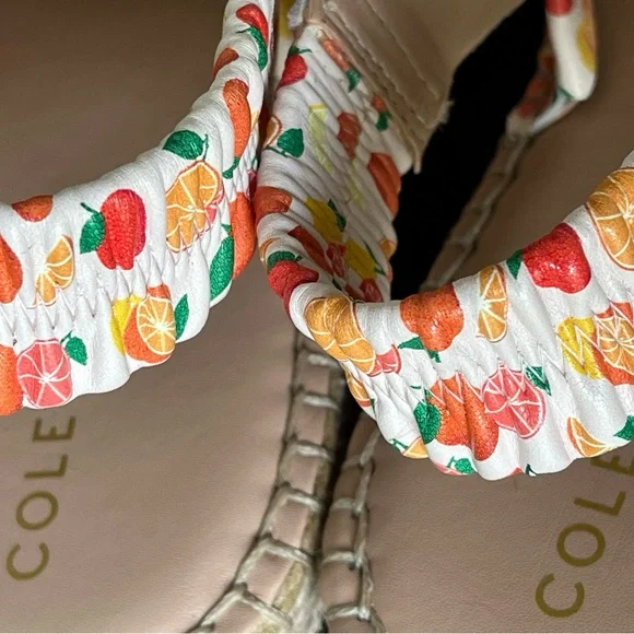 Cole Haan Pinch Sandals Marine Classic Espadrilles Fruit Print Size 7.5 B - Picture 9 of 16